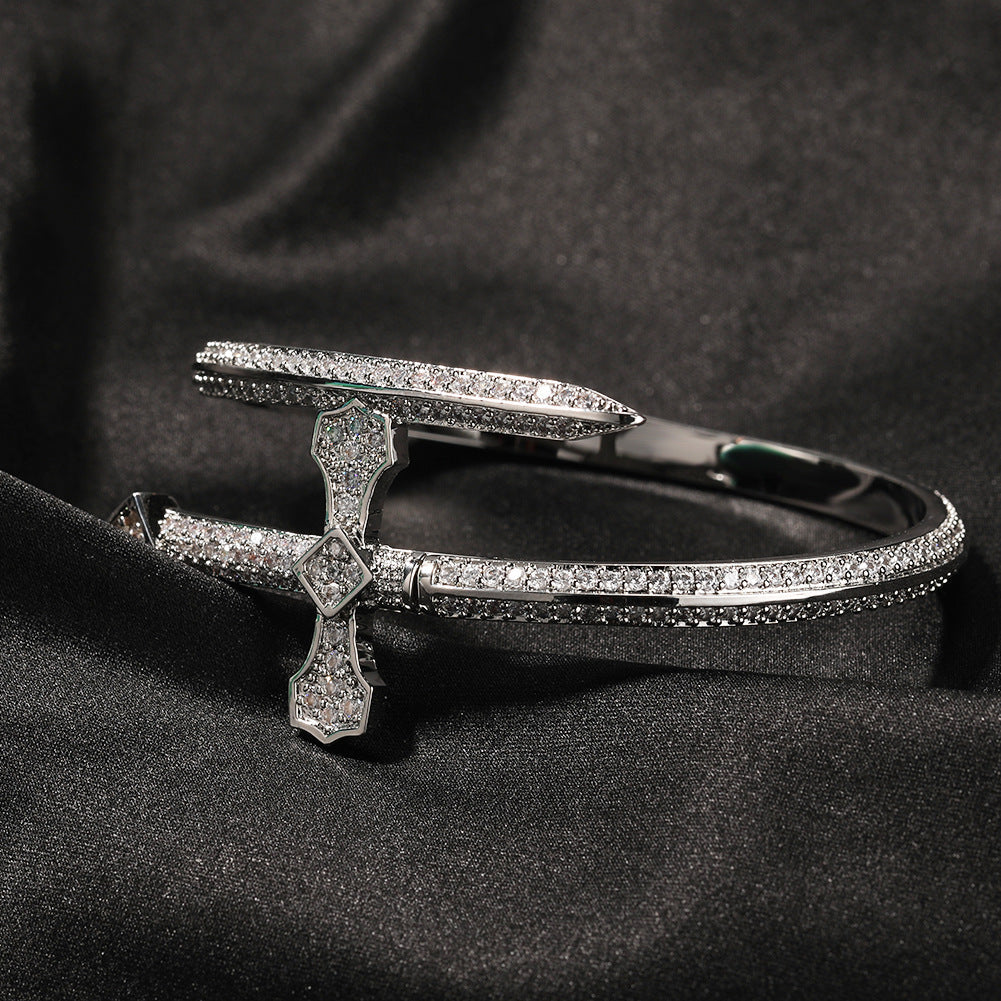Sword Cross Cubic Zirconia Bracelet B3940