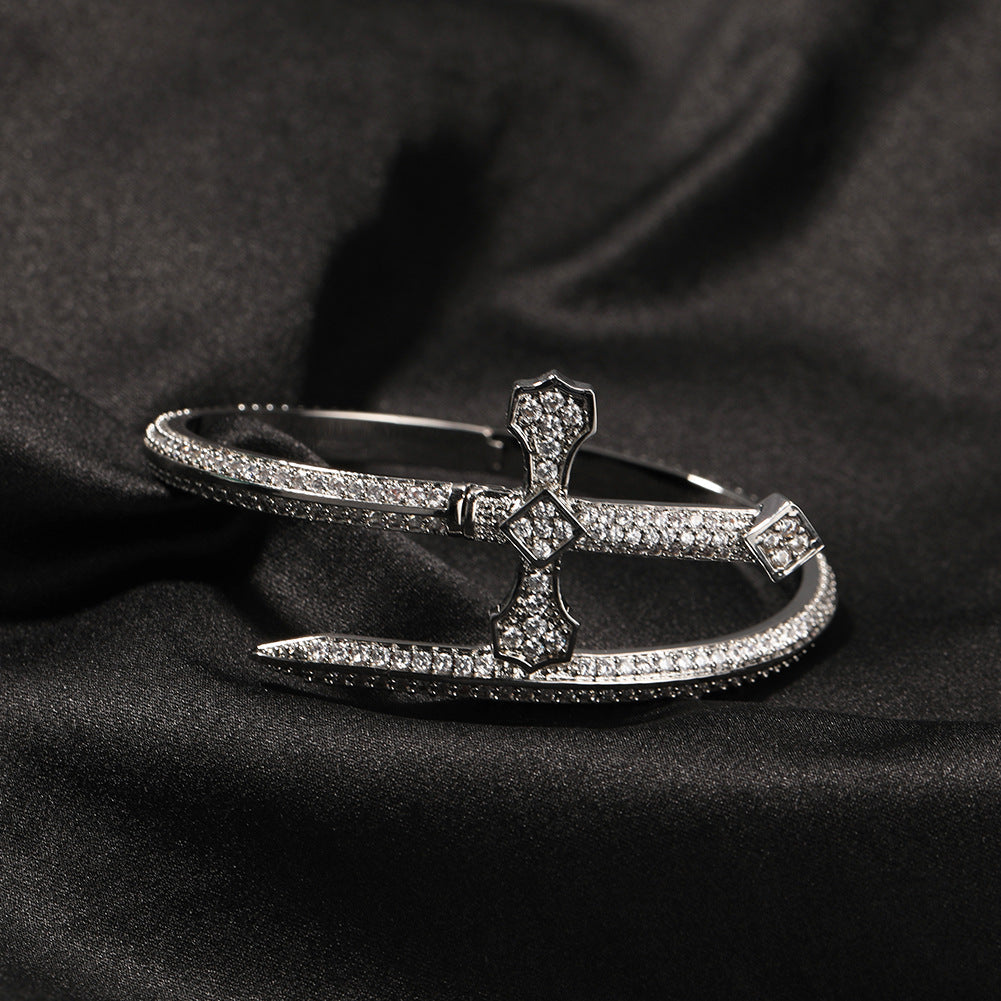 Sword Cross Cubic Zirconia Bracelet B3940