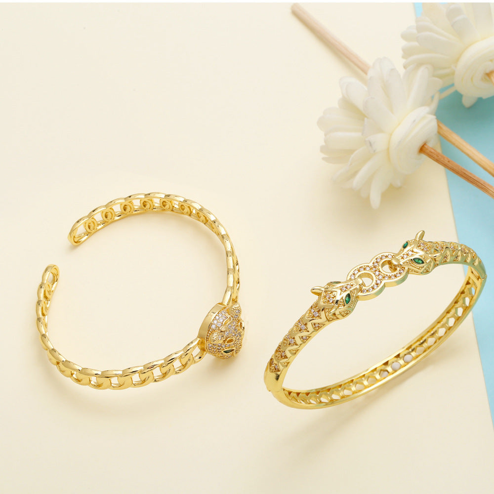 Leopard Cubic Zirconia Cuff Bracelet B3946