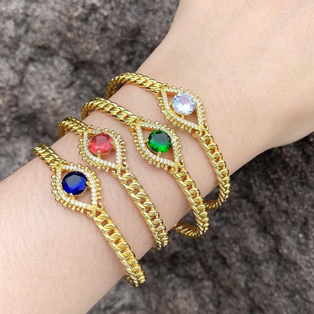 Evil Eye Cubic Zirconia Cuff Bracelet B3951