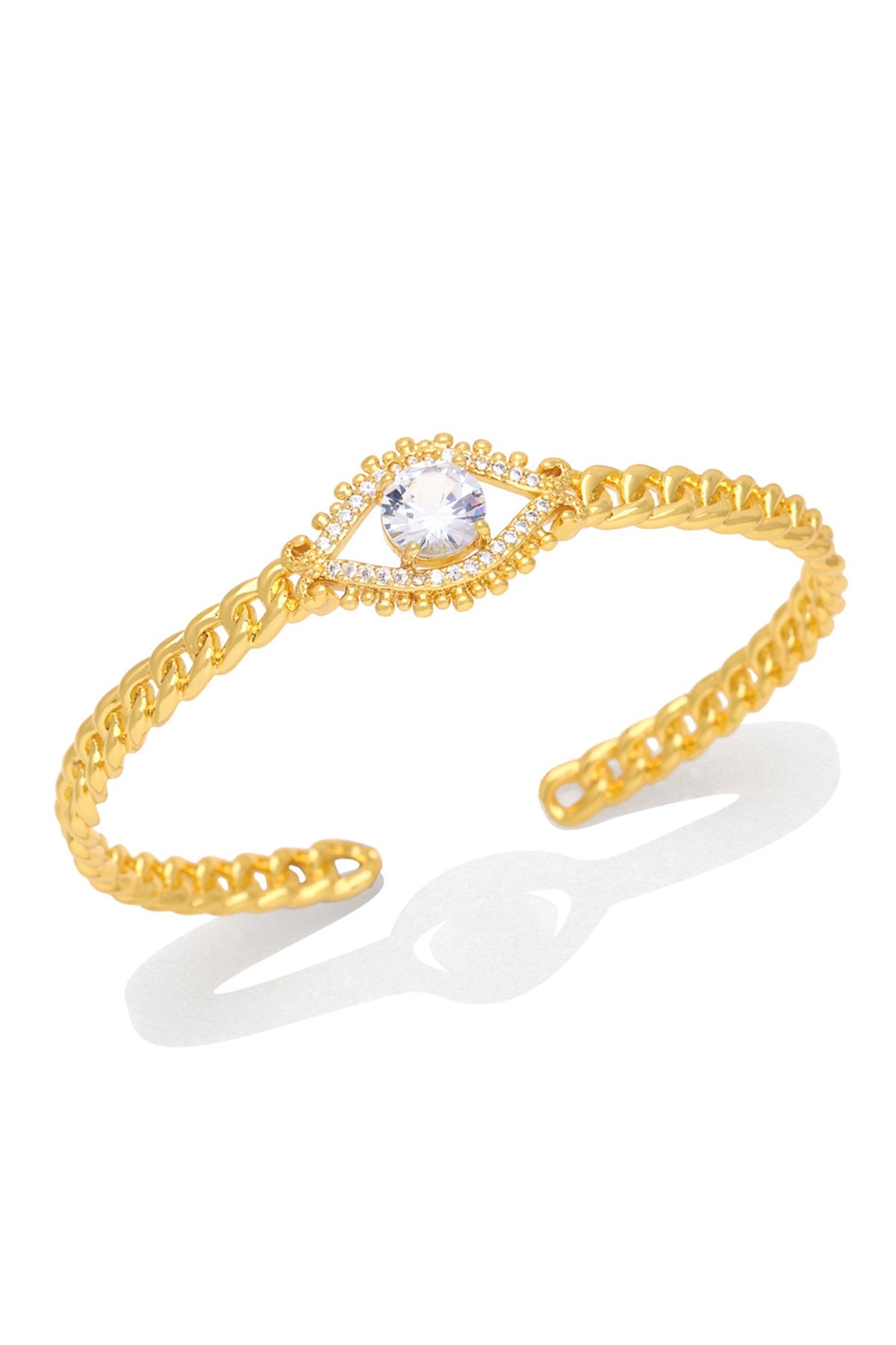 Evil Eye Cubic Zirconia Cuff Bracelet B3951