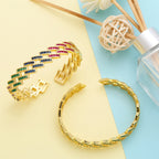 Geometric Braided Chains Cubic Zirconia Cuff Bracelet B3952