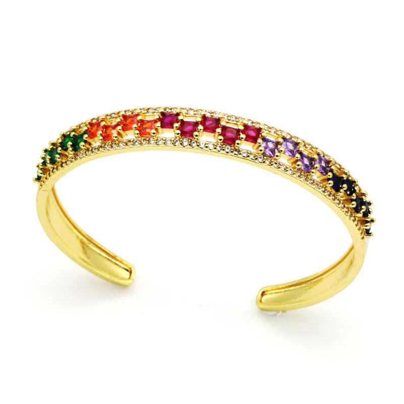 Multicolor Cubic Zirconia Cuff Bracelet B3963