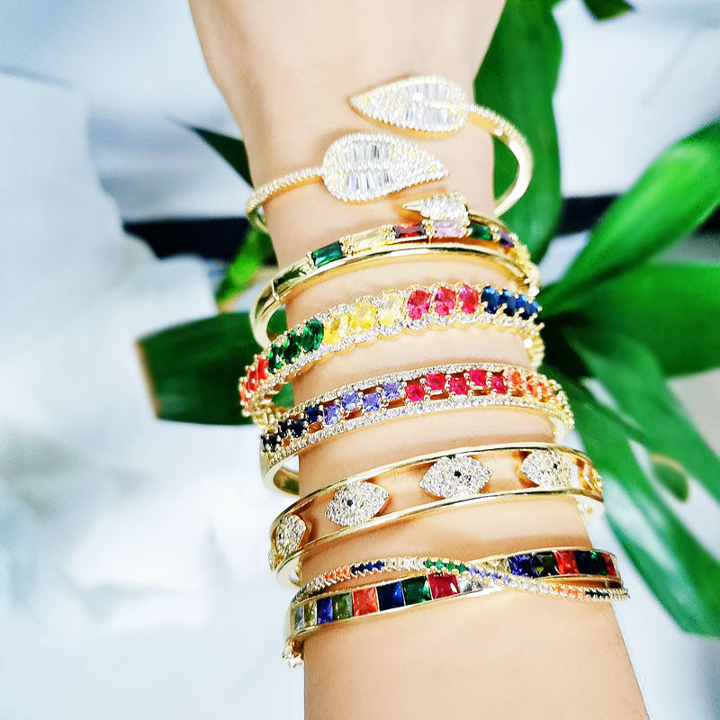 Multicolor Cubic Zirconia Cuff Bracelet B3963