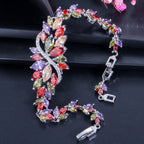 Floral Cubic Zirconia Chains Bracelet B3980