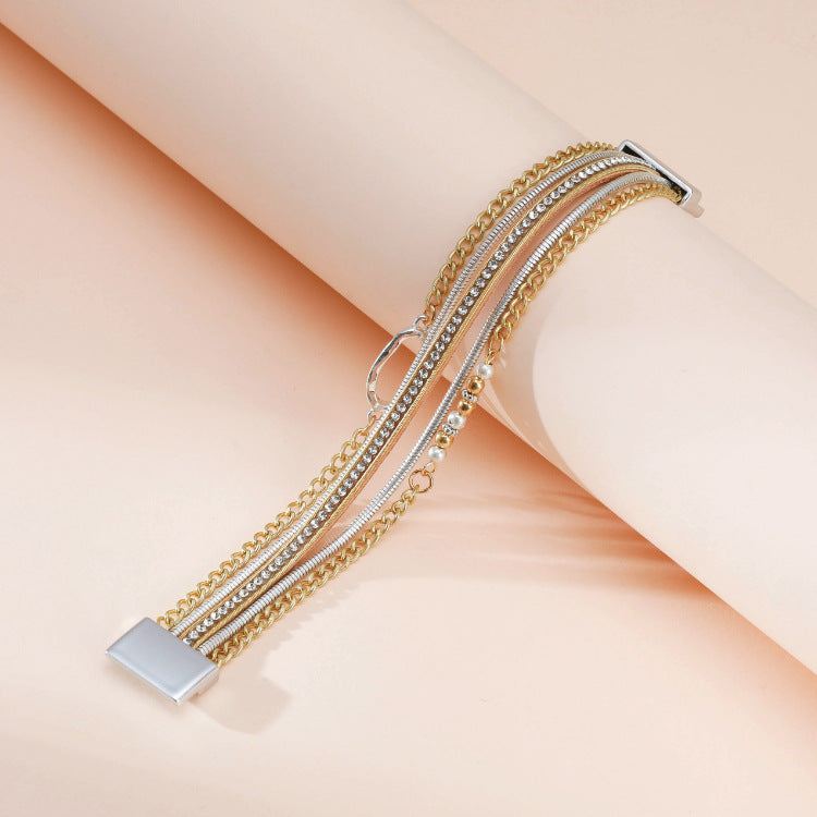 Geometry Multilayer Magnetic Bracelet B4009