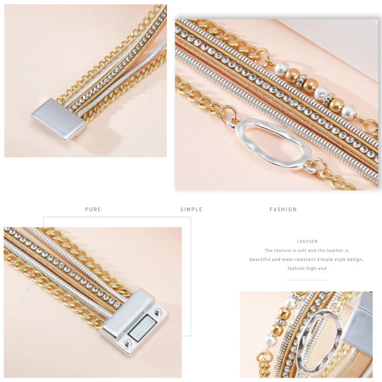 Geometry Multilayer Magnetic Bracelet B4009