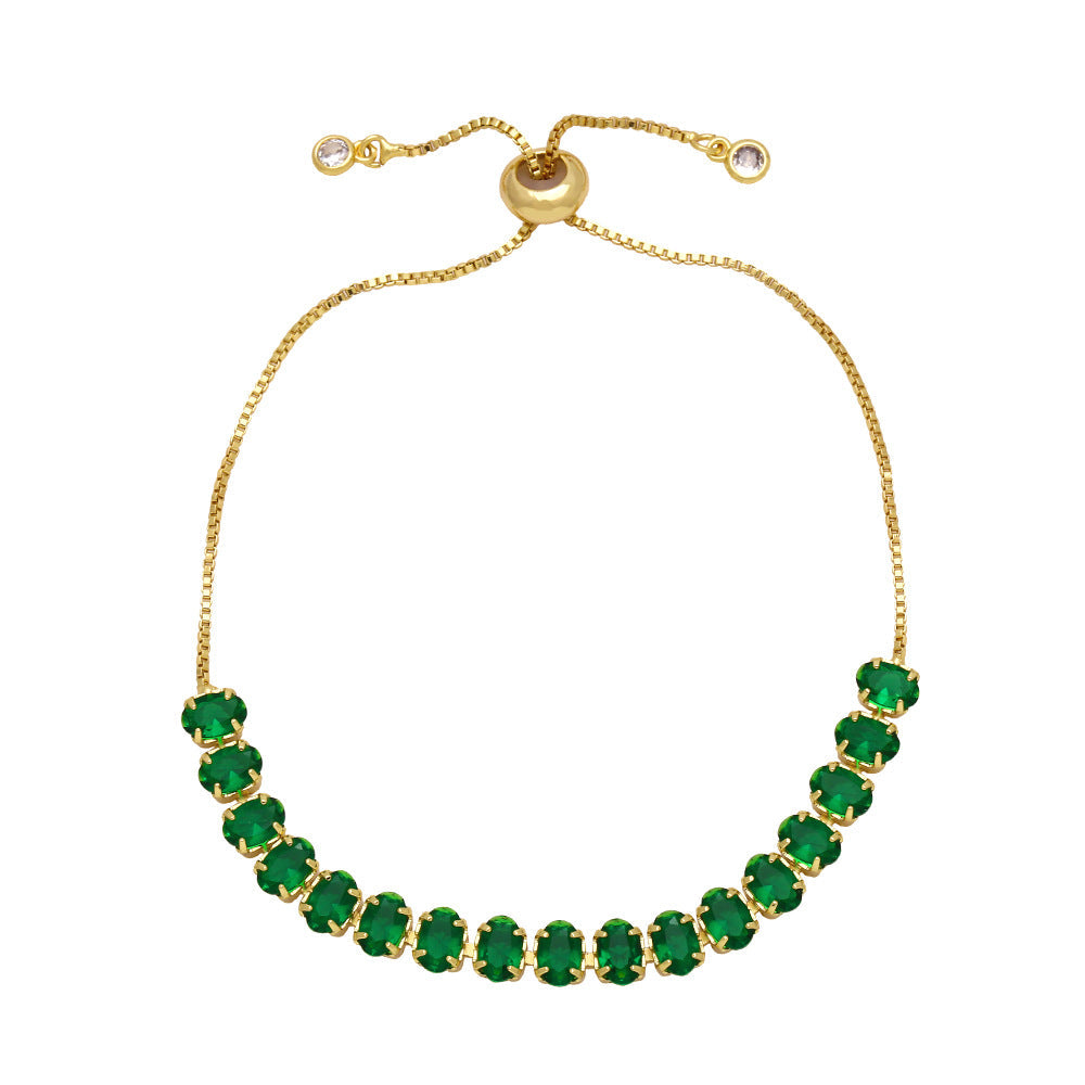 Cubic Zirconia Bead Chains Bracelet B4029