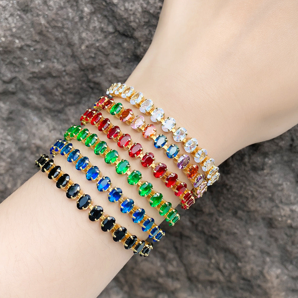 Cubic Zirconia Bead Chains Bracelet B4029