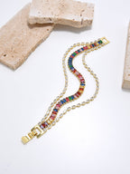 Multilayer Cubic Zirconia Chains Bracelet B4030