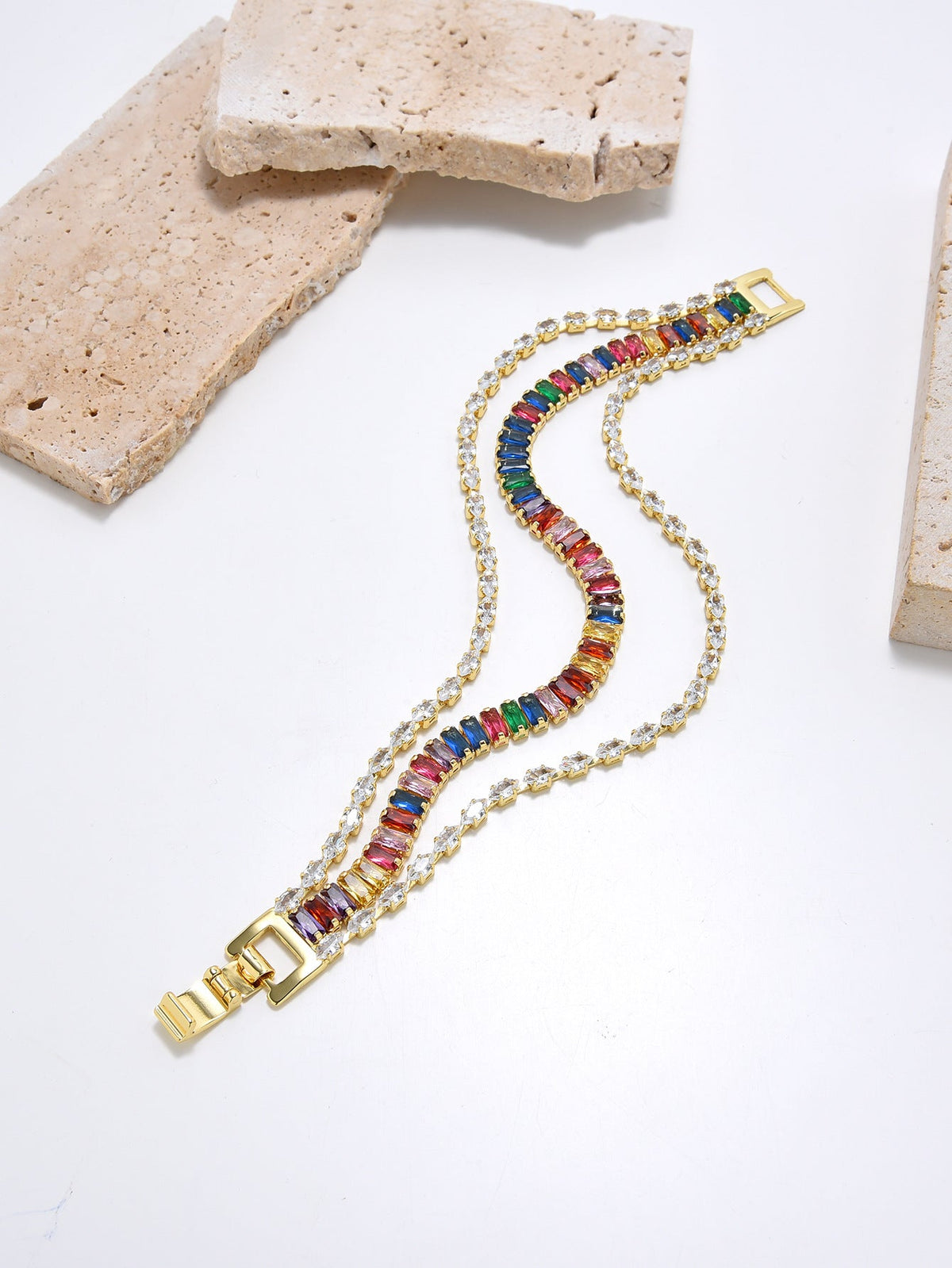 Multilayer Cubic Zirconia Chains Bracelet B4030