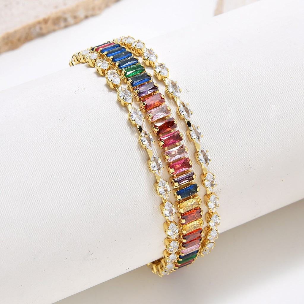 Multilayer Cubic Zirconia Chains Bracelet B4030