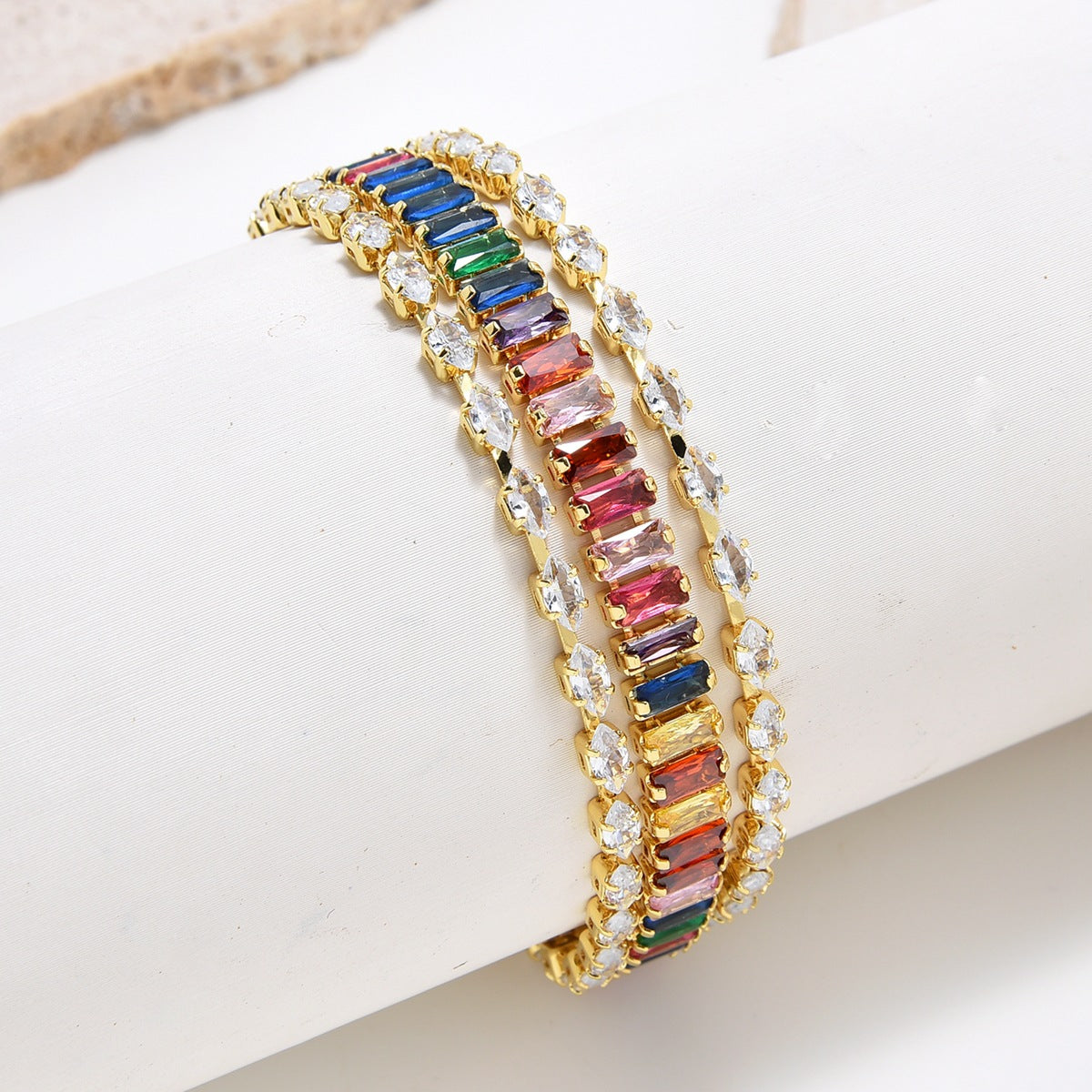 Multilayer Cubic Zirconia Chains Bracelet B4030