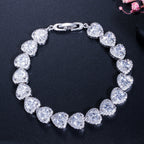 Heart Cubic Zirconia Chains Bracelet B4046