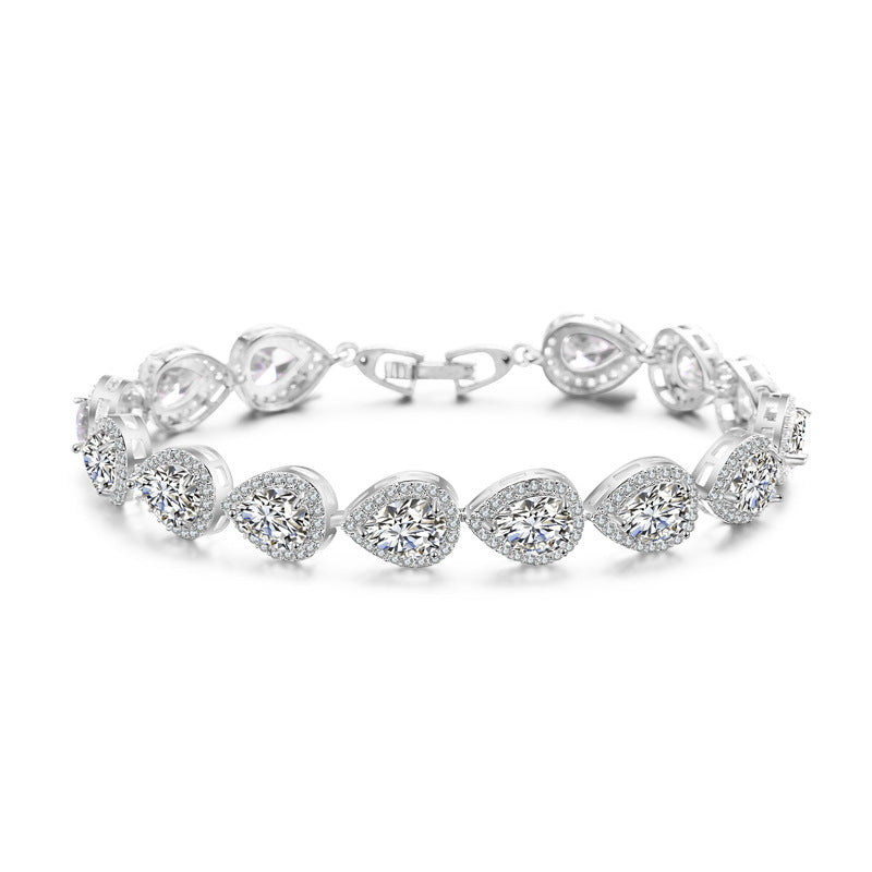 Heart Cubic Zirconia Chains Bracelet B4046
