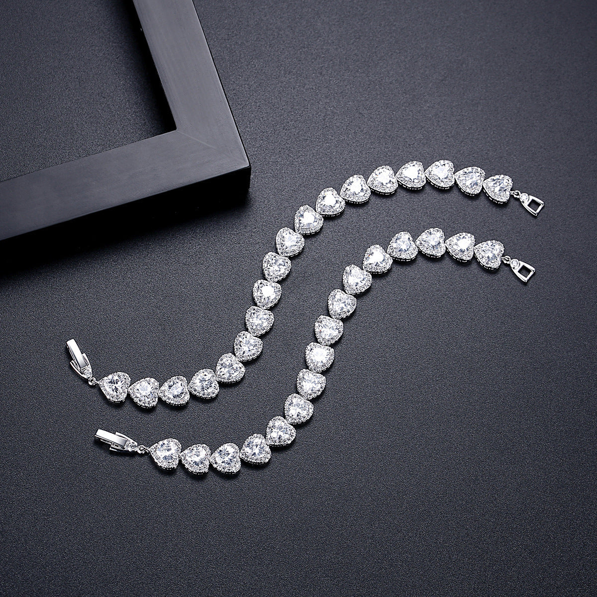 Heart Cubic Zirconia Chains Bracelet B4046