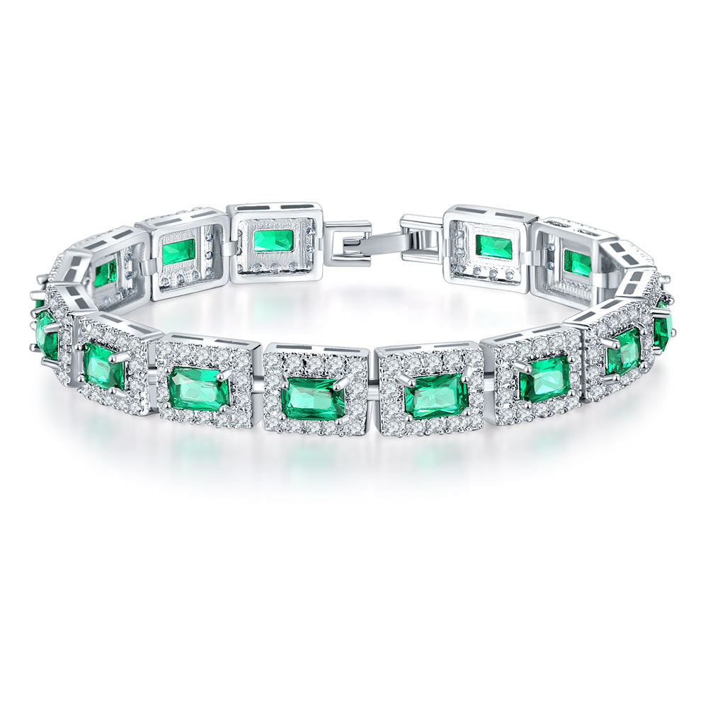 Square Cubic Zirconia Chains Bracelet B4047