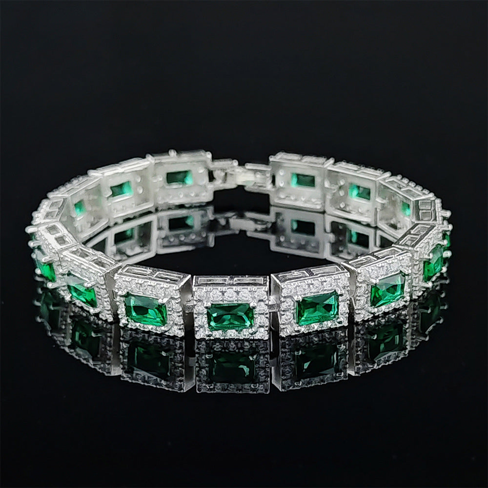 Square Cubic Zirconia Chains Bracelet B4047