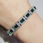 Square Cubic Zirconia Chains Bracelet B4047