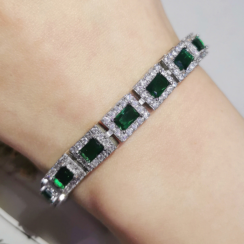 Square Cubic Zirconia Chains Bracelet B4047