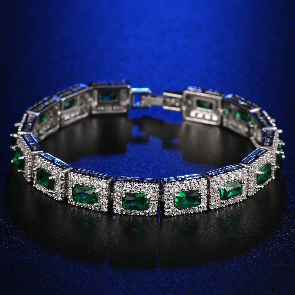Square Cubic Zirconia Chains Bracelet B4047