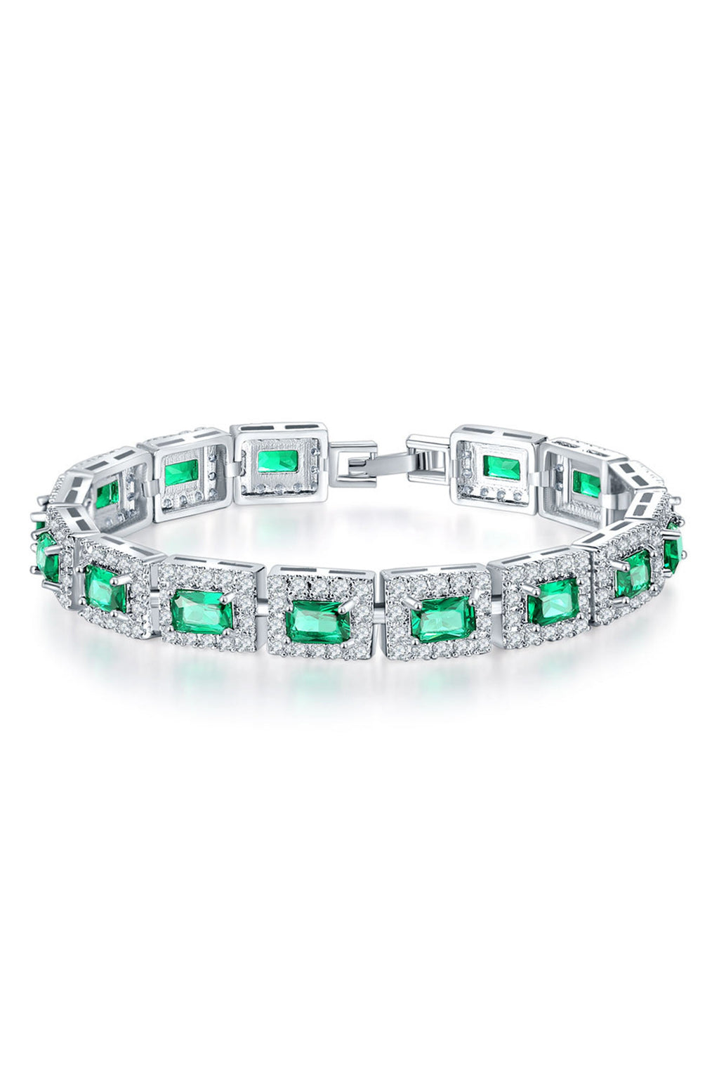 Square Cubic Zirconia Chains Bracelet B4047