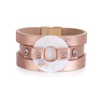 Shell Leather Bangle Magnetic Bracelet B4053