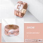 Shell Leather Bangle Magnetic Bracelet B4053