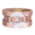 Shell Leather Bangle Magnetic Bracelet B4053