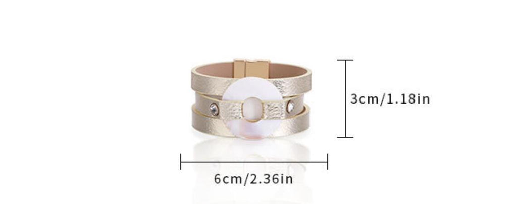 Shell Leather Bangle Magnetic Bracelet B4053