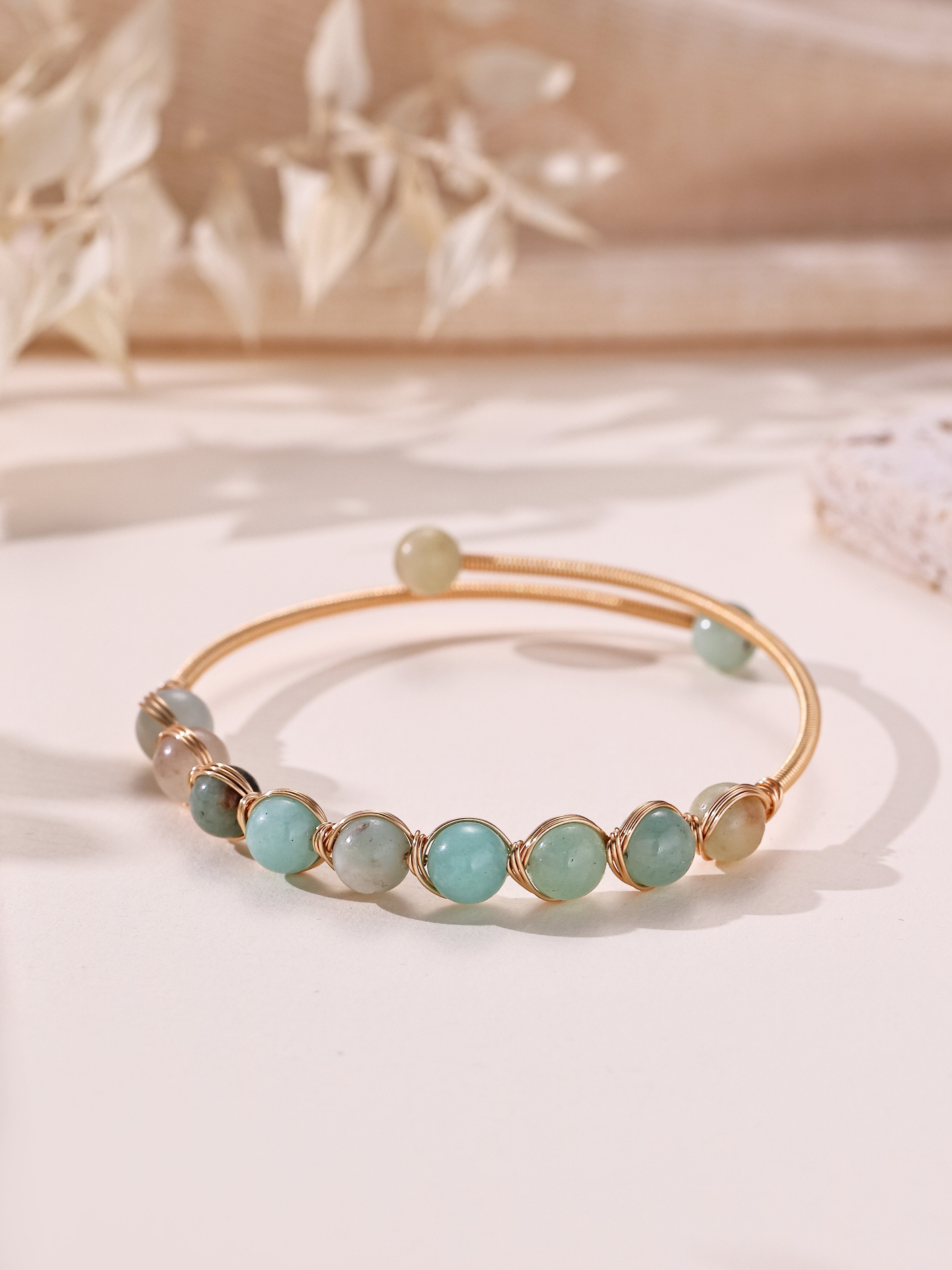 Natural Stone Wrap Cuff Bracelet B4078