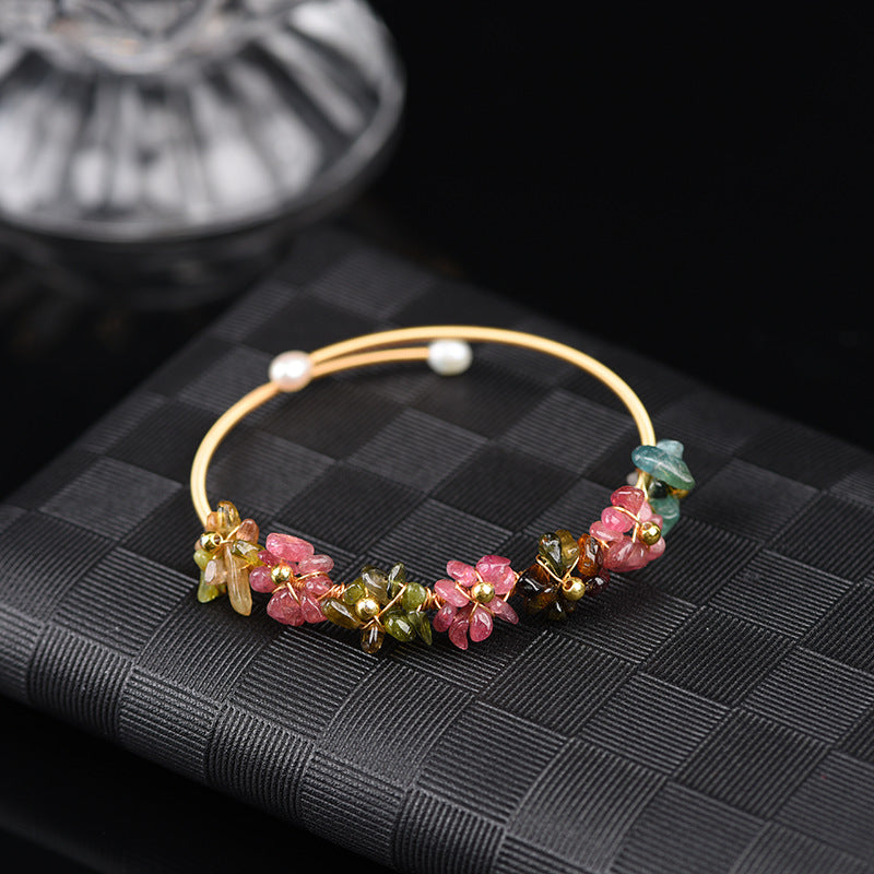 Irregular Natural Stone Wrap Cuff Bracelet B4079
