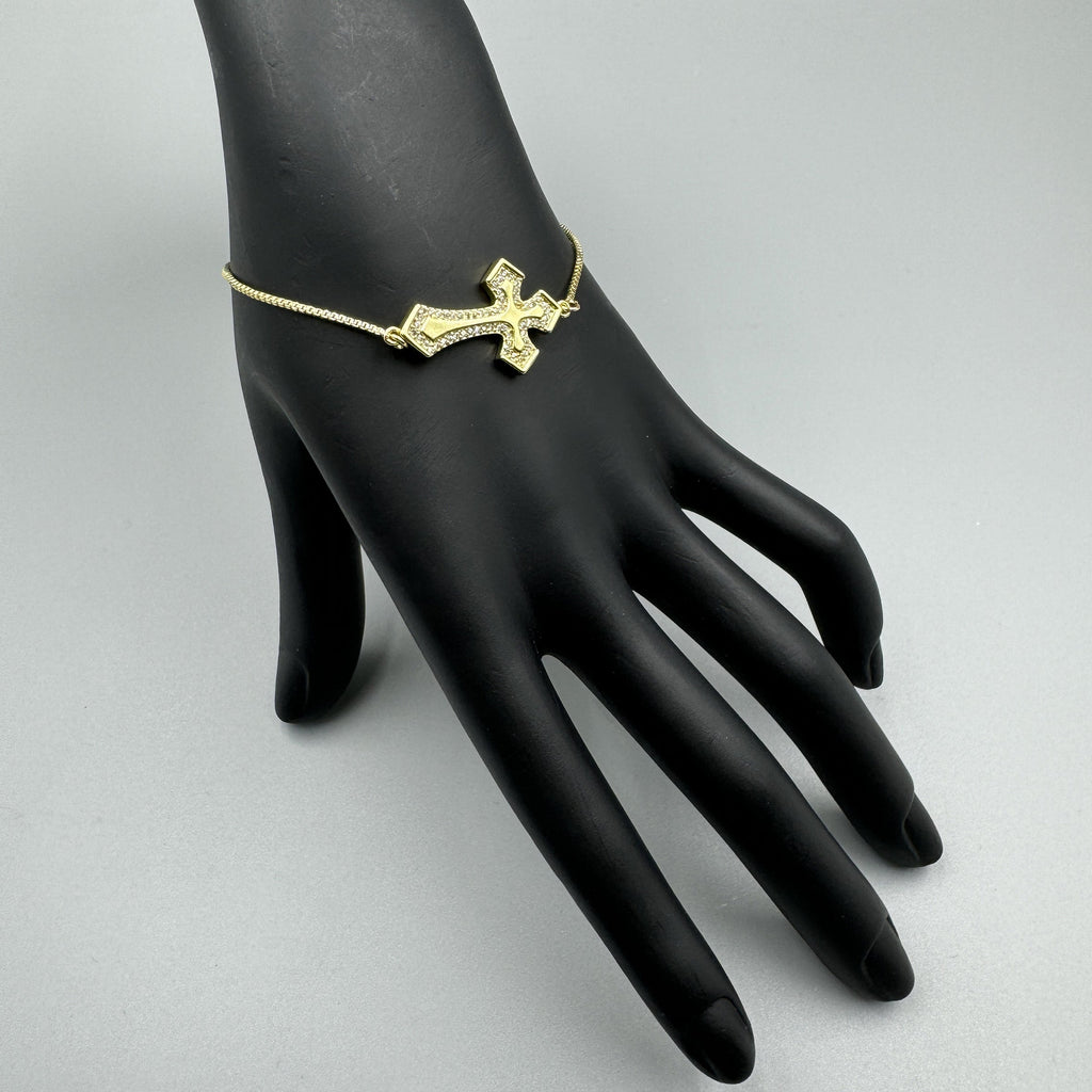Cross Cubic Zirconia Chains Bracelet B4096
