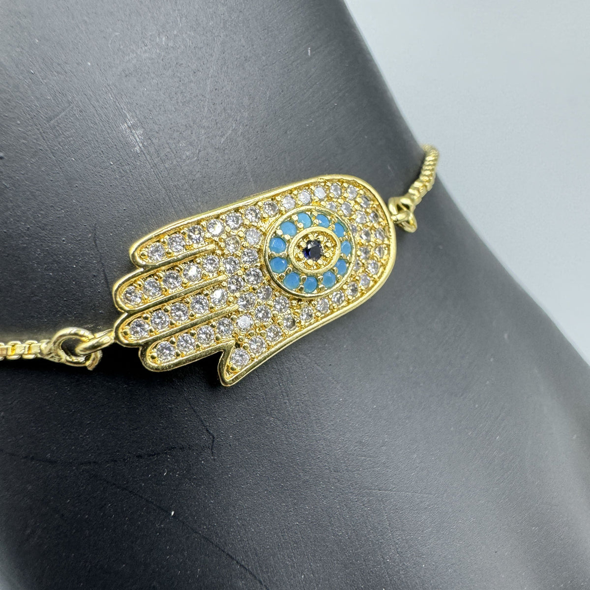 Fatima Palm Cubic Zirconia Chains Bracelet B4100