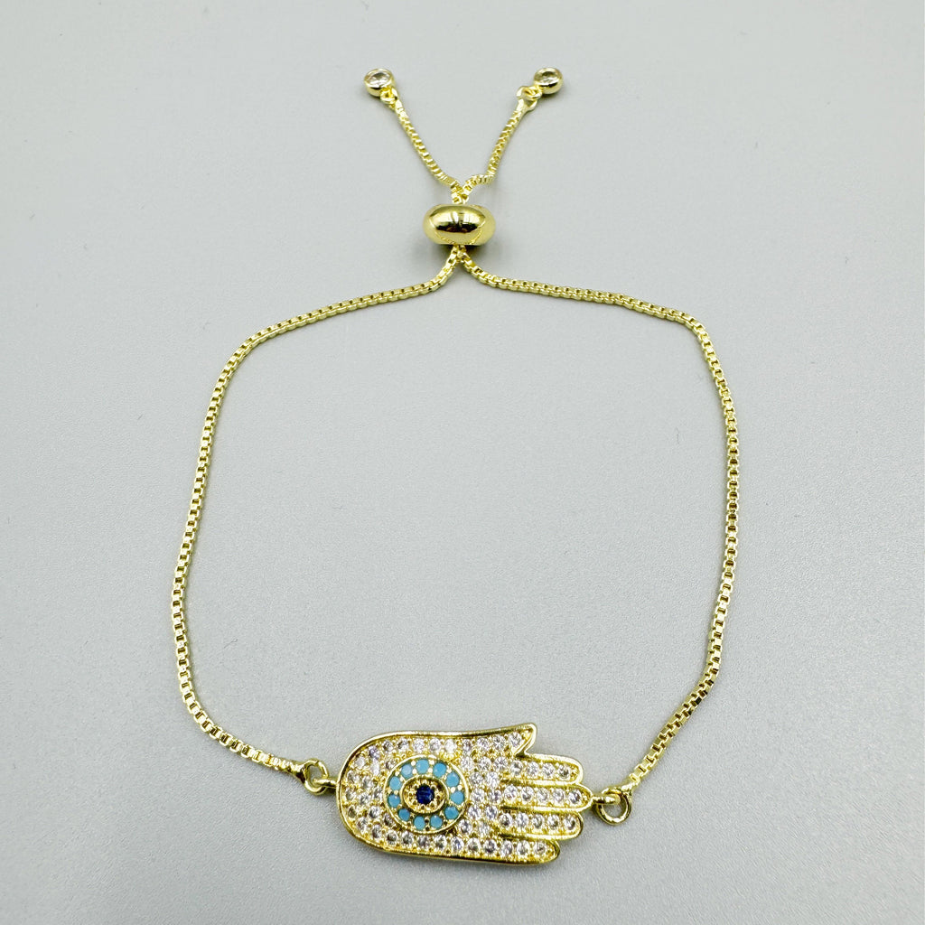 Fatima Palm Cubic Zirconia Chains Bracelet B4100