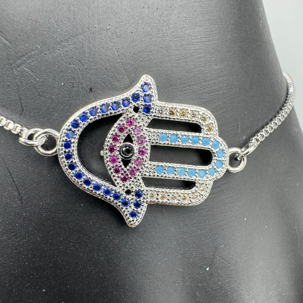Fatima Palm Cubic Zirconia Chain Bracelet B4101
