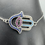 Fatima Palm Cubic Zirconia Chain Bracelet B4101