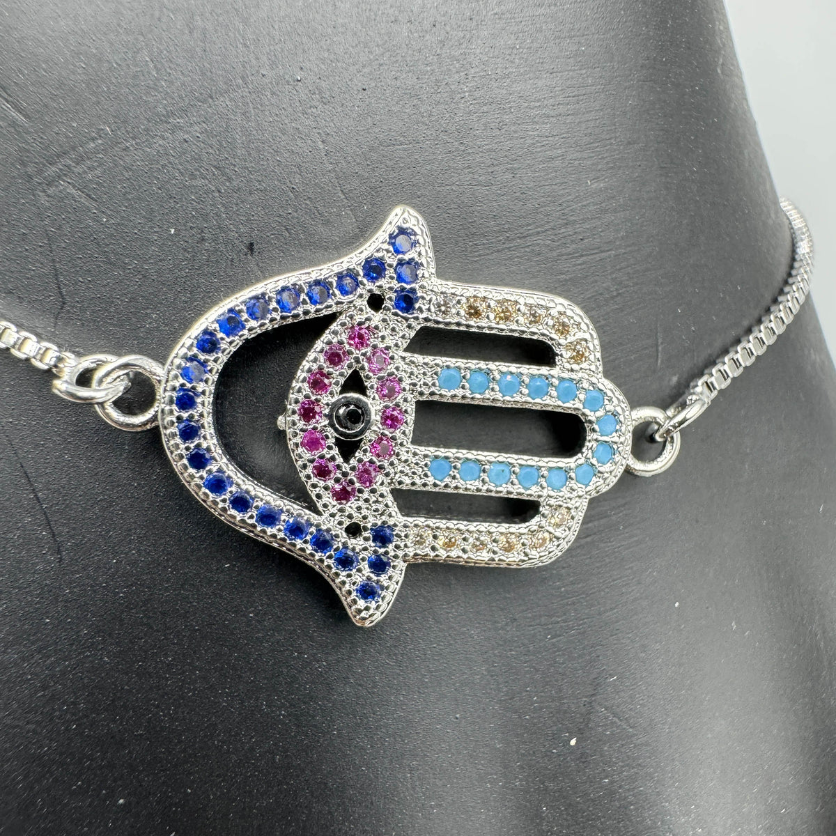 Fatima Palm Cubic Zirconia Chain Bracelet B4101