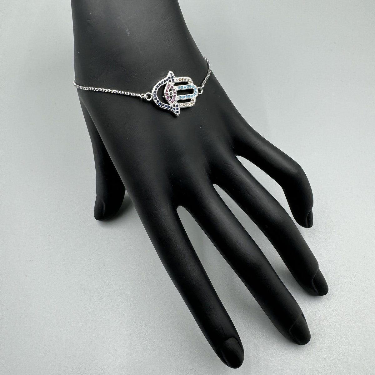 Fatima Palm Cubic Zirconia Chain Bracelet B4101
