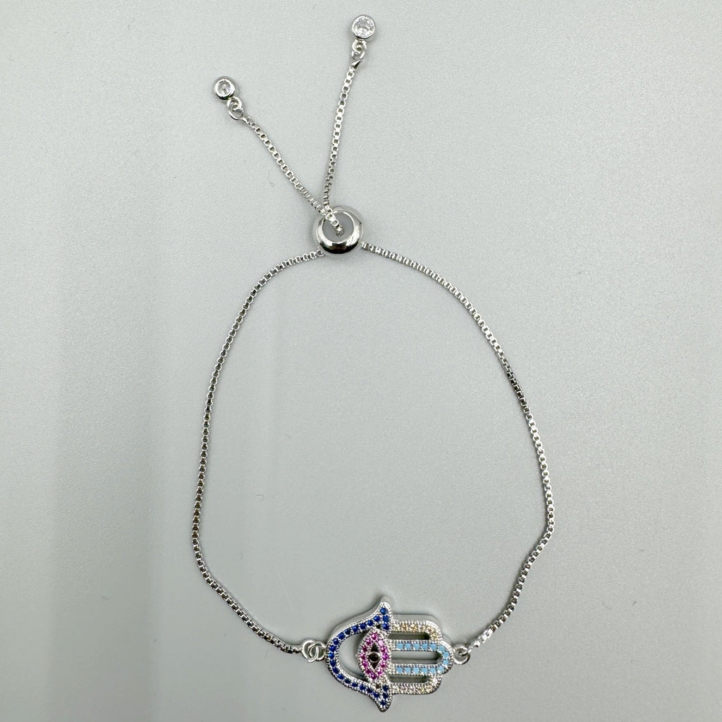 Fatima Palm Cubic Zirconia Chain Bracelet B4101