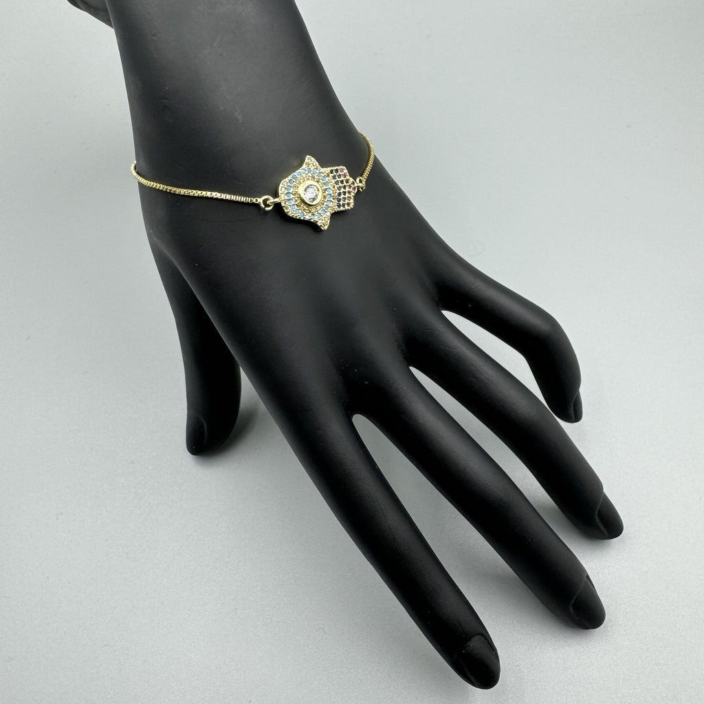 Fatima Palm Cubic Zirconia Chains Bracelet B4102