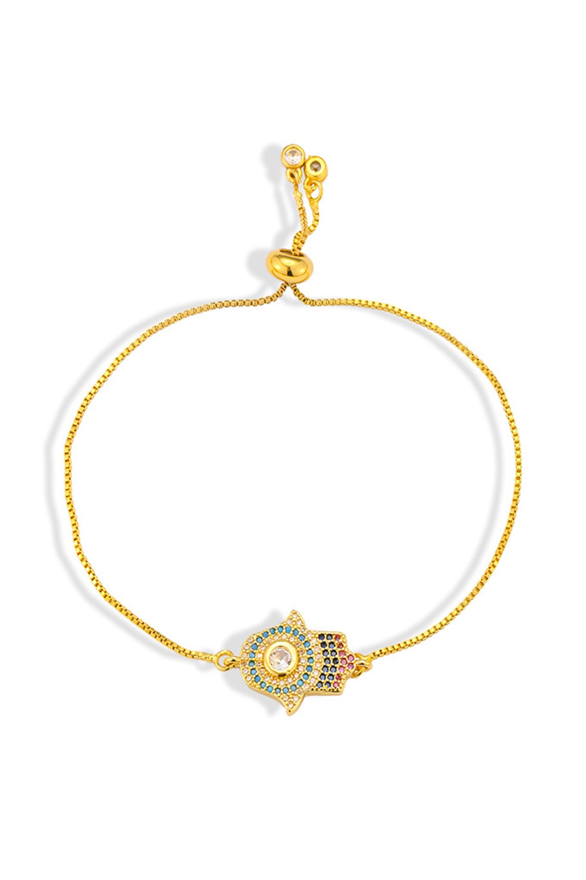 Fatima Palm Cubic Zirconia Chains Bracelet B4102