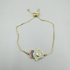 Fatima Palm Cubic Zirconia Chains Bracelet B4102