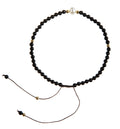 Natural Stone Pearl Braided Shamballa Bracelet B4105-Black Agate