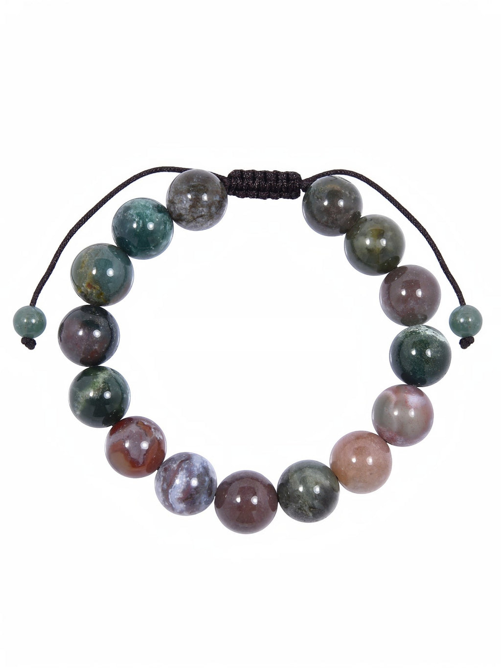 Indian Agate Stone Braided Shamballa Bracelet B4108-12MM