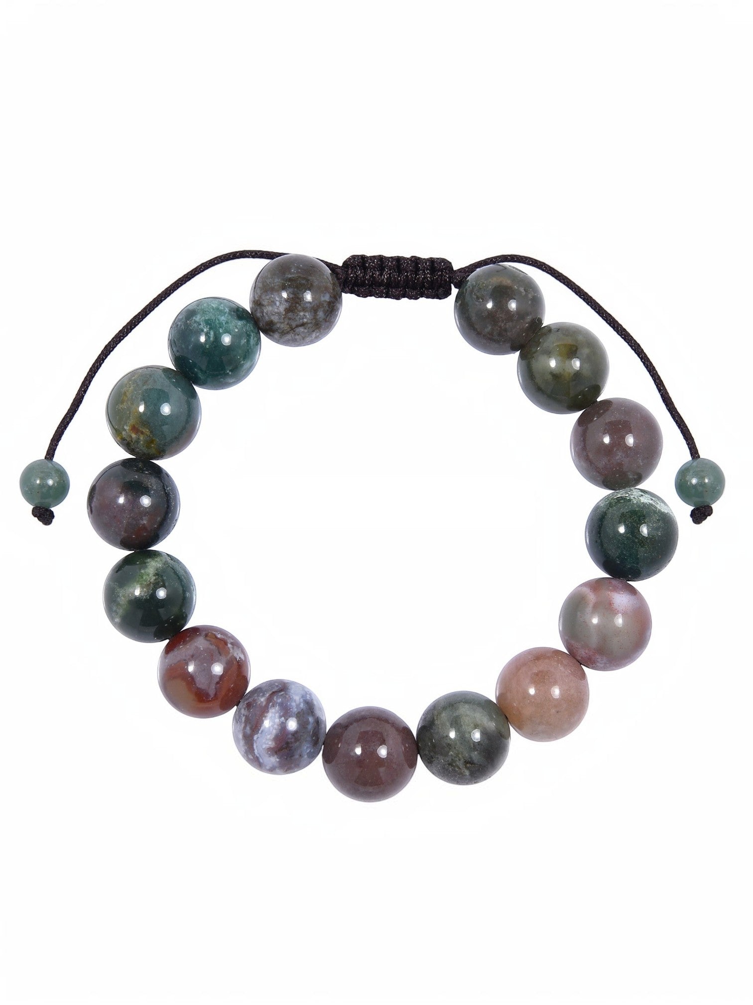 Indian Agate Stone Braided Shamballa Bracelet B4108-12MM