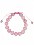 Rose Quartz Stone Braided Shamballa Bracelet B4109-12MM