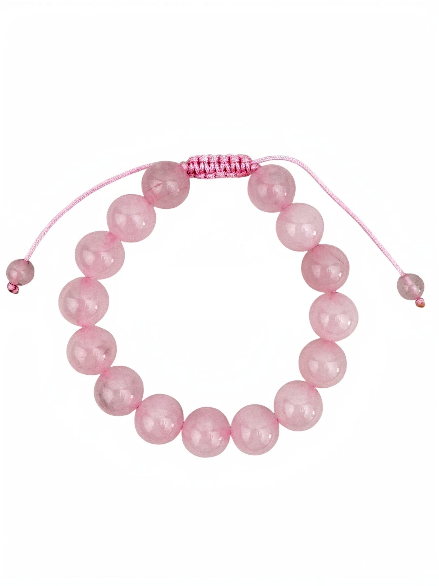 Rose Quartz Stone Braided Shamballa Bracelet B4109-12MM