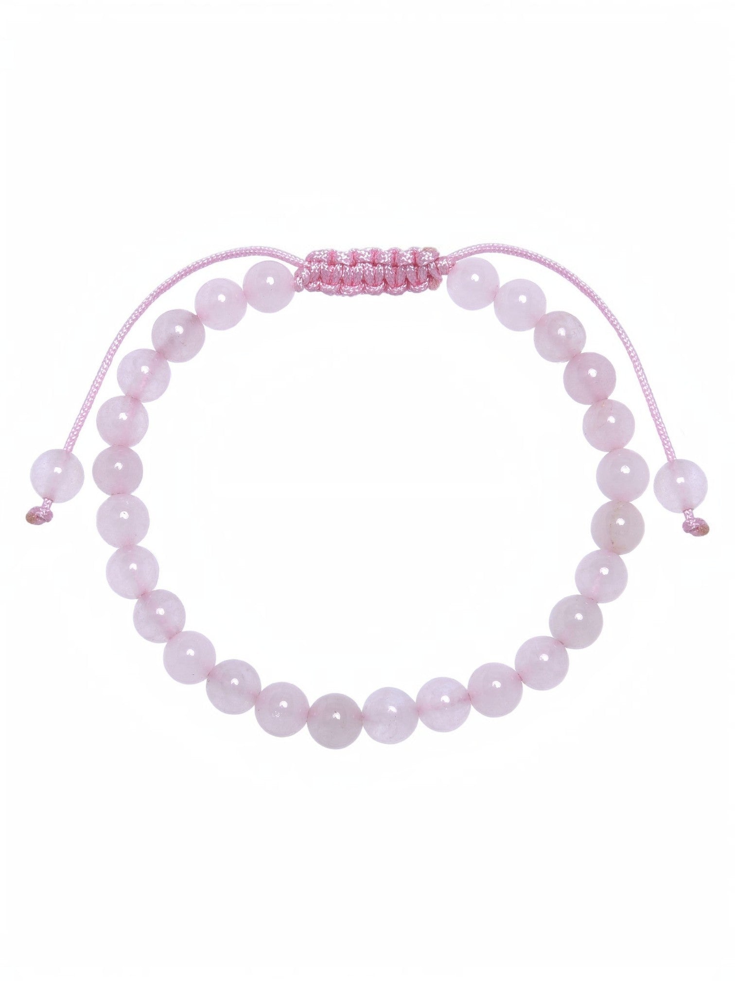 Rose Quartz Stone Braided Shamballa Bracelet B4109-6MM