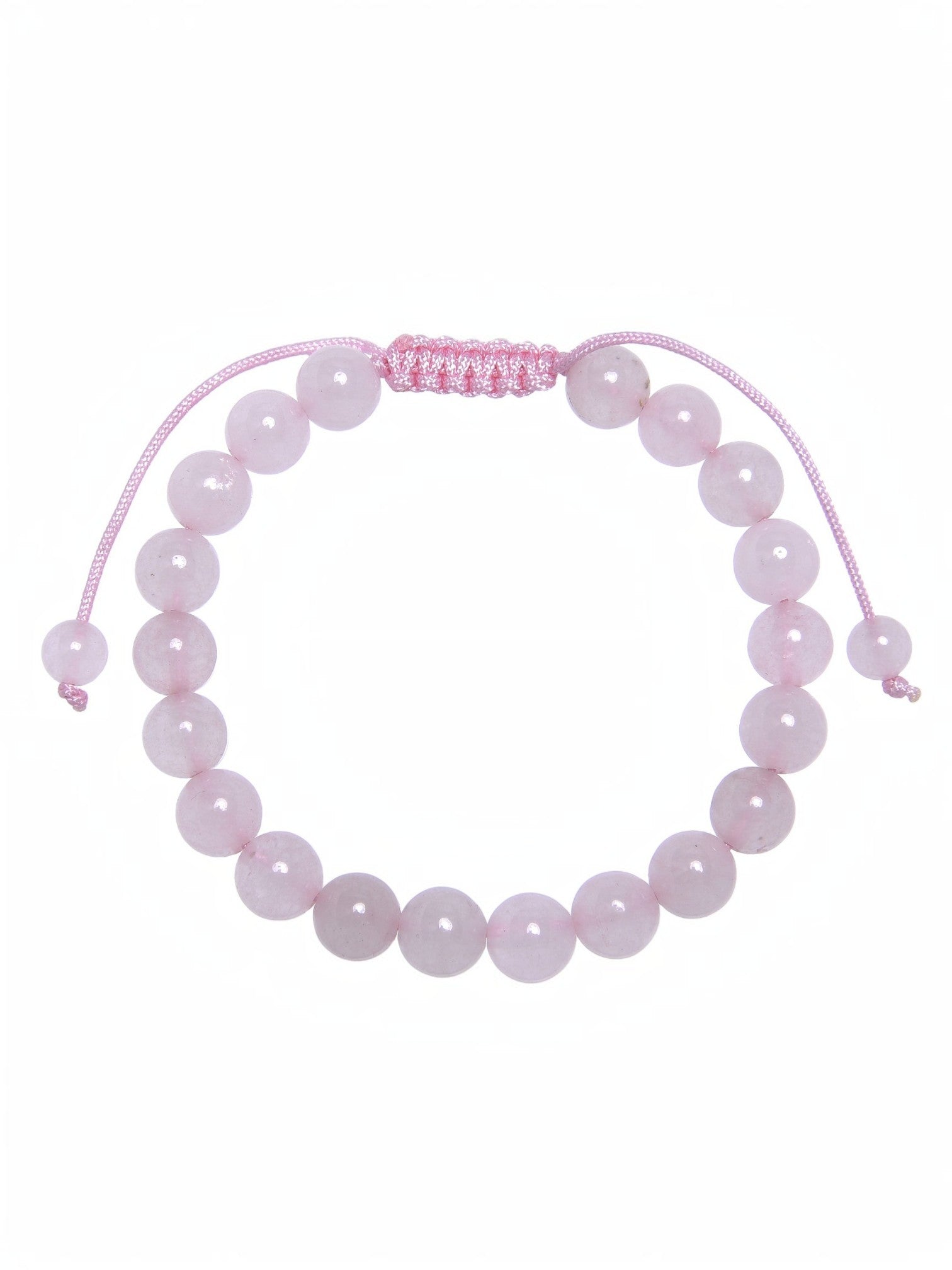 Rose Quartz Stone Braided Shamballa Bracelet B4109-8MM